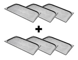 (6 pièces) Conteneurs GN en inox 1/1 - perforés - Hauteur : 20 mm