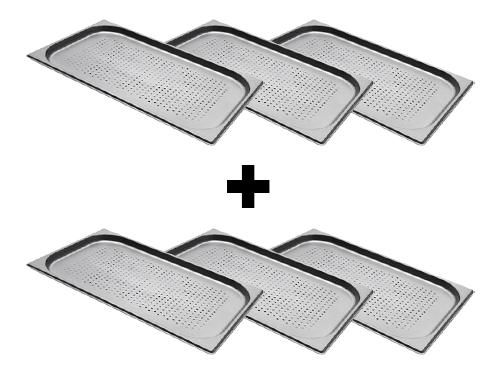 (6 Stück) Edelstahl GN-Behälter 1/1 - gelocht - Höhe: 20mm