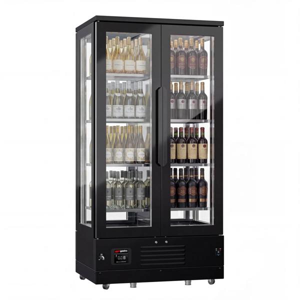 Panoramic Commercial Wine Fridge - Stainless Steel - Single Zone - 450L - max. 128 bottles