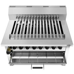 Gasgrill HP - 36,20 kW - för Adana- och shishkebabspett - Golvmodell - Rostfritt stål - för 15 automatiskt roterande spett