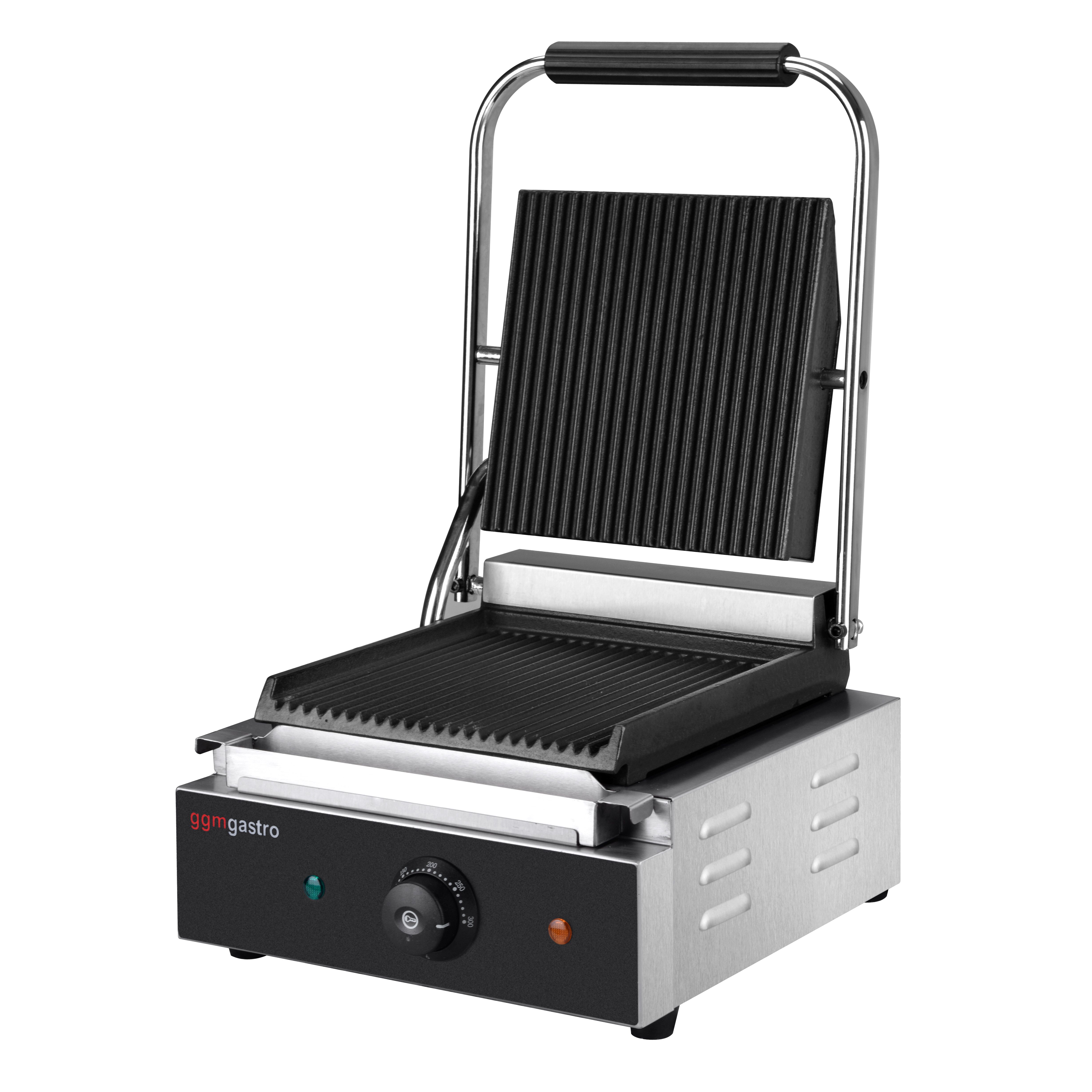 Presse à Panini / Gril de contact - 1,8kW - Plaques rainurées - Surface de cuisson : 235x225mm