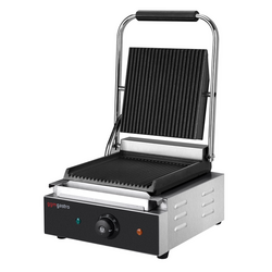 Parrilla de contacto - ranurada arriba + abajo | 1800 vatios | Parrilla de mesa | Parrilla múltiple | Tostadora para sándwiches | Parrilla eléctrica | Paninimaker