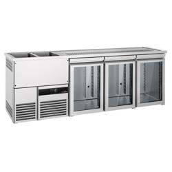 Barkoelkast PREMIUM - 2500x700mm - 3 glazen deuren