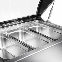 Tisch-Eisvitrine - 870mm - Statisch - für 4x 5 Liter Eisbehälter - gewölbter Deckel - Deckelöffnung zur Bedienseite