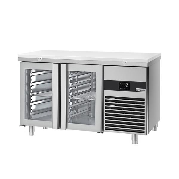 Koelwerkbank PREMIUM - 1400x700mm - met 2 glazen deuren - incl. snijplank wit