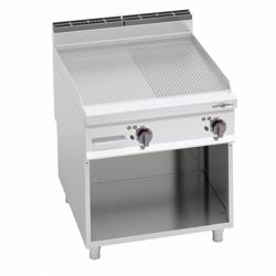 Elektrische bakplaat - 11,4kW - 1/2 glad 1/2 geribbeld - Bakoppervlak: 796x667mm - met open onderbouw