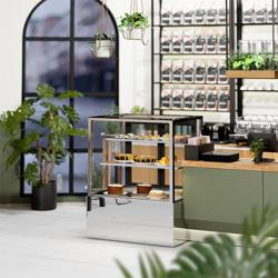 Vetrina pasticceria refrigerata - 343l - 900mm - Doppio vetro - con 2 ripiani - LED interni; porte posteriori scorrevoli