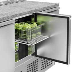 Pult za pripremu salate ECO - 1368 mm - 3 vrata - s ravnom staklenom nadogradnjom za 8x GN 1/6 - 368 l