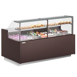 Comptoir vitrine réfrigérée RIGA - 1995x990mm - +4/+8°C - 206L - 3 portes - 2 étagères