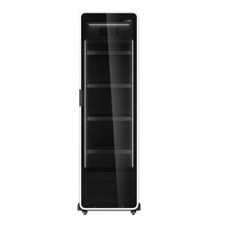 Vitrină frigorifică pentru băuturi - 670 mm - 550 litri - afișaj digital - 1 ușă din sticlă batantă & iluminare LED colorată - temperatură +1/+7 °C - negru