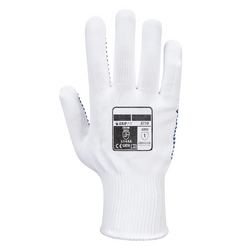(10 Çift) PVC Noktalı Eldivenler - Beyaz/Mavi - Beden: M