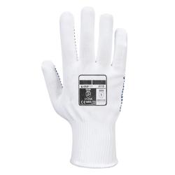 (10 Paar) PVC Noppen Handschuh - Weiß/ Blau - Größe: XS