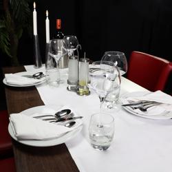 (90 stuks) Damast tafelloper Tessin Atlas - satijnband - 40x130cm - wit