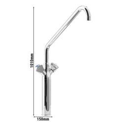 Monobloc mixer tap - swan-neck spout - with twin levers & swivel spout - spout 350mm