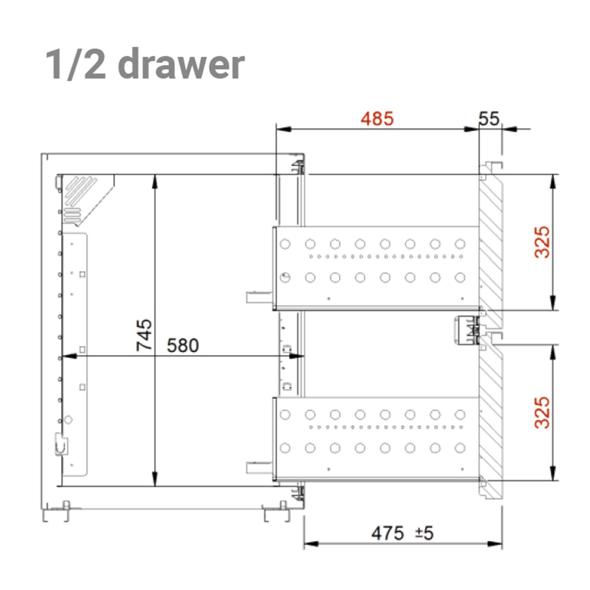 Bloc 2 tiroirs pour comptoir à bière - inox - 550x550x800mm - GN 1/2 - composé de 2x 1/2 tiroirs
