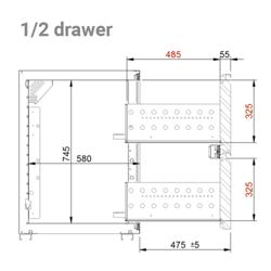 Bloc 2 tiroirs pour comptoir à bière - inox - 550x550x800mm - GN 1/2 - composé de 2x 1/2 tiroirs