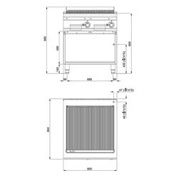 Gas lavasteengrill - 18,0kW - 0,8x0,9m - Gietijzeren rooster - Staand model - RVS