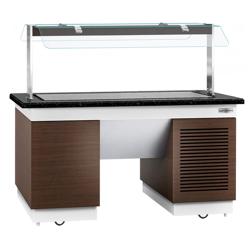 Buffet gekoeld DUBLIN - 1600mm - met gekoelde plaat & zwenkwielen - zwart graniet