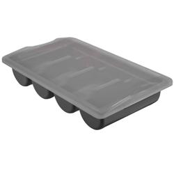 Cutlery Tray – 4 Compartments - With Lid - Black - Polypropylene - 537x301x120 mm