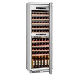 Chłodziarka na wino ze stali nierdzewnej - półki drewniane - 2 strefy temperatury - 100L - maks. 72 butelek