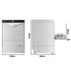 Lavastoviglie professionale sottobanco - Touch - 3,55kW - con dosatori detergente e brillantante + pompa di scarico