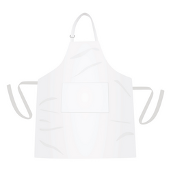 (5 pièces) Tablier Bistro - Blanc - Longueur: 61 cm