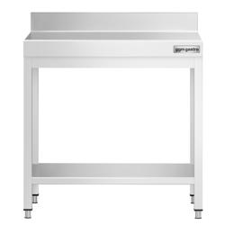 Виробничий стіл PREMIUM з нержавіючої сталі - 600x700 мм - з нижньою полицею та бортиком