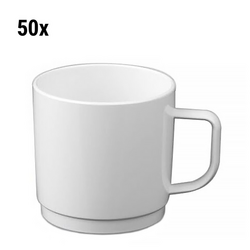 (50 piezas) Taza de té / café de policarbonato, blanco - 200ml