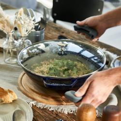 STAUB | SPECIALITIES - Wok met glazen deksel - Ø 300mm - Gietijzer - Donkerblauw