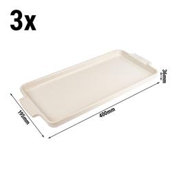 (3 bucăți) PEUGEOT | APPOLIA - Farfurie de servire din ceramica - Ecru - 400mm