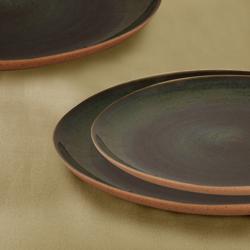 (6 stuks) WISTERIA - bord - plat - rond - steengoed - Ø285mm - groen/beige