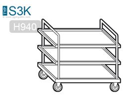 Servierwagen - 1000x600mm - mit 3 Abstellflächen