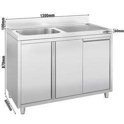 Spülschrank - 1200x600mm - mit Abfallbehälter & 1 Becken links