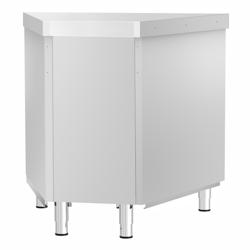 Tavolo armadiato ad angolo in acciaio inox KOPENHAGEN - 984x663mm - con porta a battente