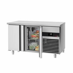 Koelwerkbank PREMIUM - 1400x700mm - 281 liter - kleur wit - met 2 deuren - incl. snijplank wit - snijplaat wit