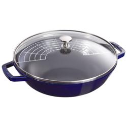 STAUB | SPECIALITIES - Wok con coperchio in vetro - Ø 300mm - Ghisa - Blu scuro
