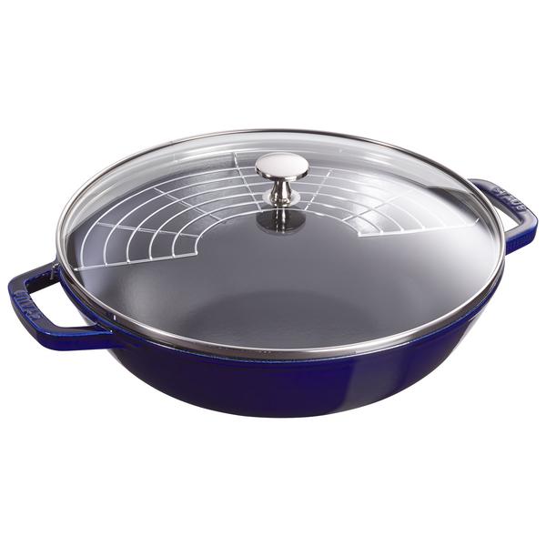 STAUB | SPECIALITIES - Wok met glazen deksel - Ø 300mm - Gietijzer - Donkerblauw