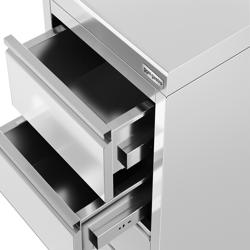 Zásuvková skříň PREMIUM - nerezová ocel - 4 zásuvky - se zadním lemem - 400 x 600 mm