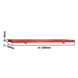 Plateau de découpe pour table de travail - 2000x700mm - Épaisseur: 40mm - Conforme HACCP - PEHD 500 - Rouge