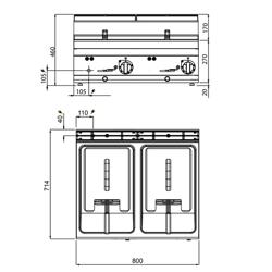 Dubbele elektrische friteuse - 10+10 liter - 18 kW - mechanische bediening - met aftapkraan