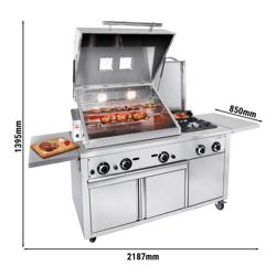 Stație grill pe gaz - 22,5 kW - 2,187x0,85 m - inox - bucătărie BBQ profesională