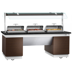 Buffet counter DUBLIN - 2300mm - with 3 chafing dishes & castors