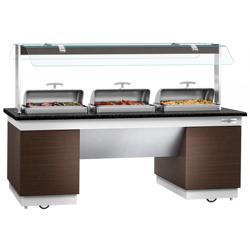 Buffet DUBLIN - 2300mm - met 3 chafing dishes & zwenkwielen - zwart graniet