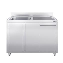 Spoelbakkast - 1200x700mm - met vuilnisbak & 1 spoelbak links