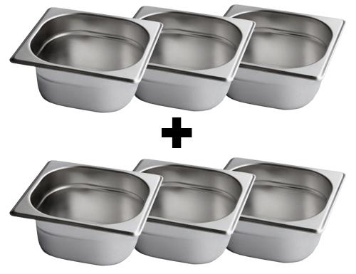 (6 pieces) Gastronorm Container - 1/6 - Stainless Steel - 65 mm