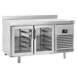 Tavolo refrigerato PREMIUM PLUS - 1468x600mm - Statica - 250 L - Doppi vetri - con 2 porte battenti - Alzatina