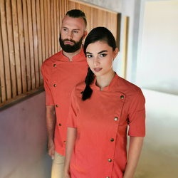 KARLOWSKY | Giacca da cuoco a maniche corte stile jeans - Rosso vintage - Taglia: 54