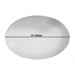 (6 db) CLASSICO | - Tálalótányér - ovális - porcelán - 230x130 mm - fehér