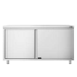 Armoire de travail en inox PREMIUM - 1600x600mm - avec porte coulissante sans rebord	