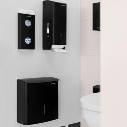 AIR-WOLF | Wall-Mounted Sanitary Bag Dispenser – Matte Black Stainless Steel - 25 Bag Capacity